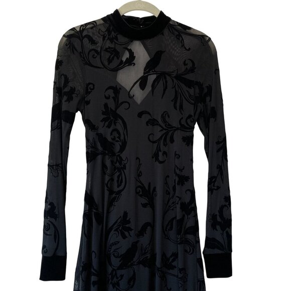 Kimchi Blue S Salem Velvet Burnout Midi Dress Sheer Open Back Whimsigoth Y2K - Picture 8 of 13